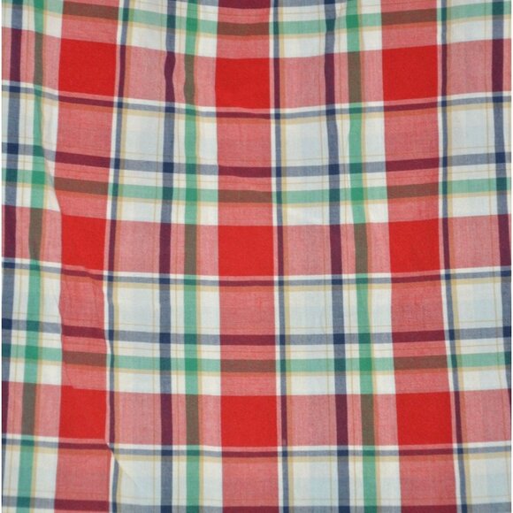 Lands' End Mens XL Short Sleeve Red Plaid Button Down Shirt Cotton Pocket Preppy - Picture 6 of 9